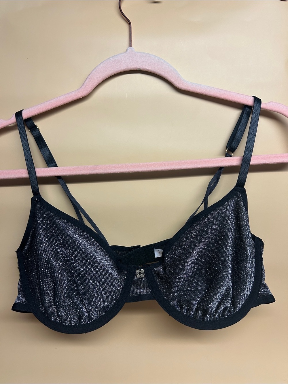 Nicole Miller New York Black Sparkle Underwire Bra size 36C